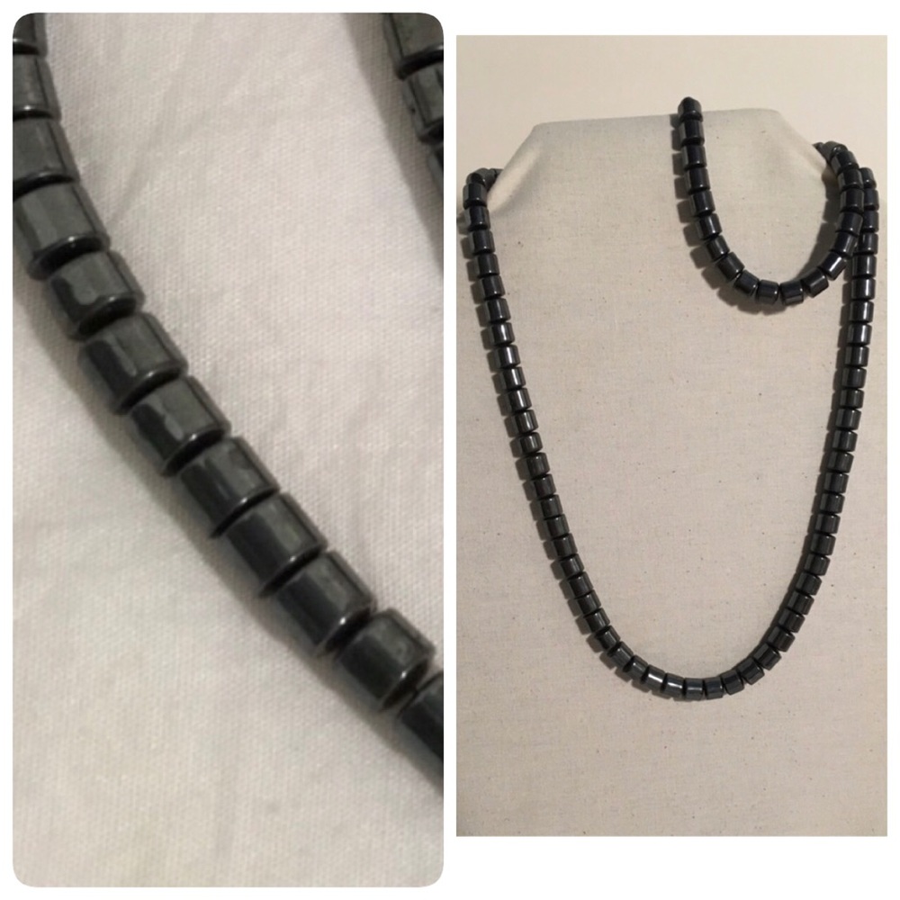 Silver beaded necklace and matching bracelet